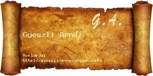 Gyeszli Arnó névjegykártya